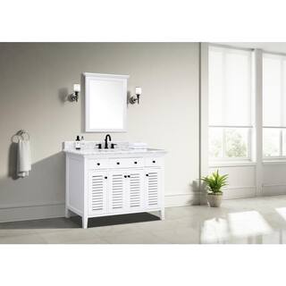 Home Decorators Collection Fallworth 49 in. W x 22 in. D x 35 in. H Bathroom Vanity in White with Carrara White Marble Top 19115-VS49-WT