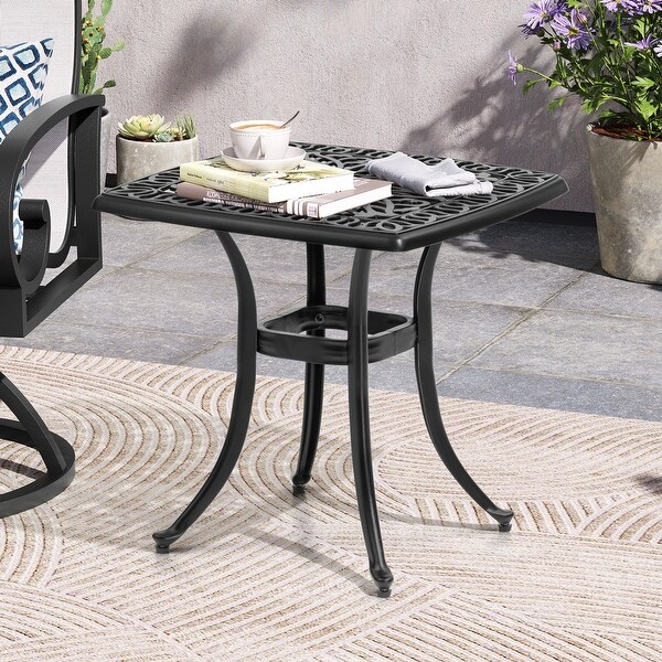 Outdoor Cast Aluminum Side Table Small Patio Coffee Table