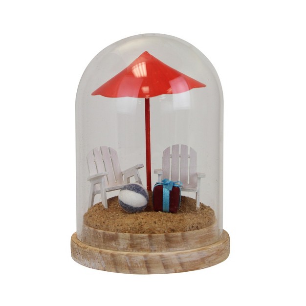 Beachcombers Wood With Glass Dome Chairs Umbrella