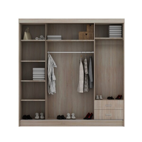 Coronado Modern Wooden Wardrobe - Armoire with Mirror - 99 Inch Wide - - 36329613