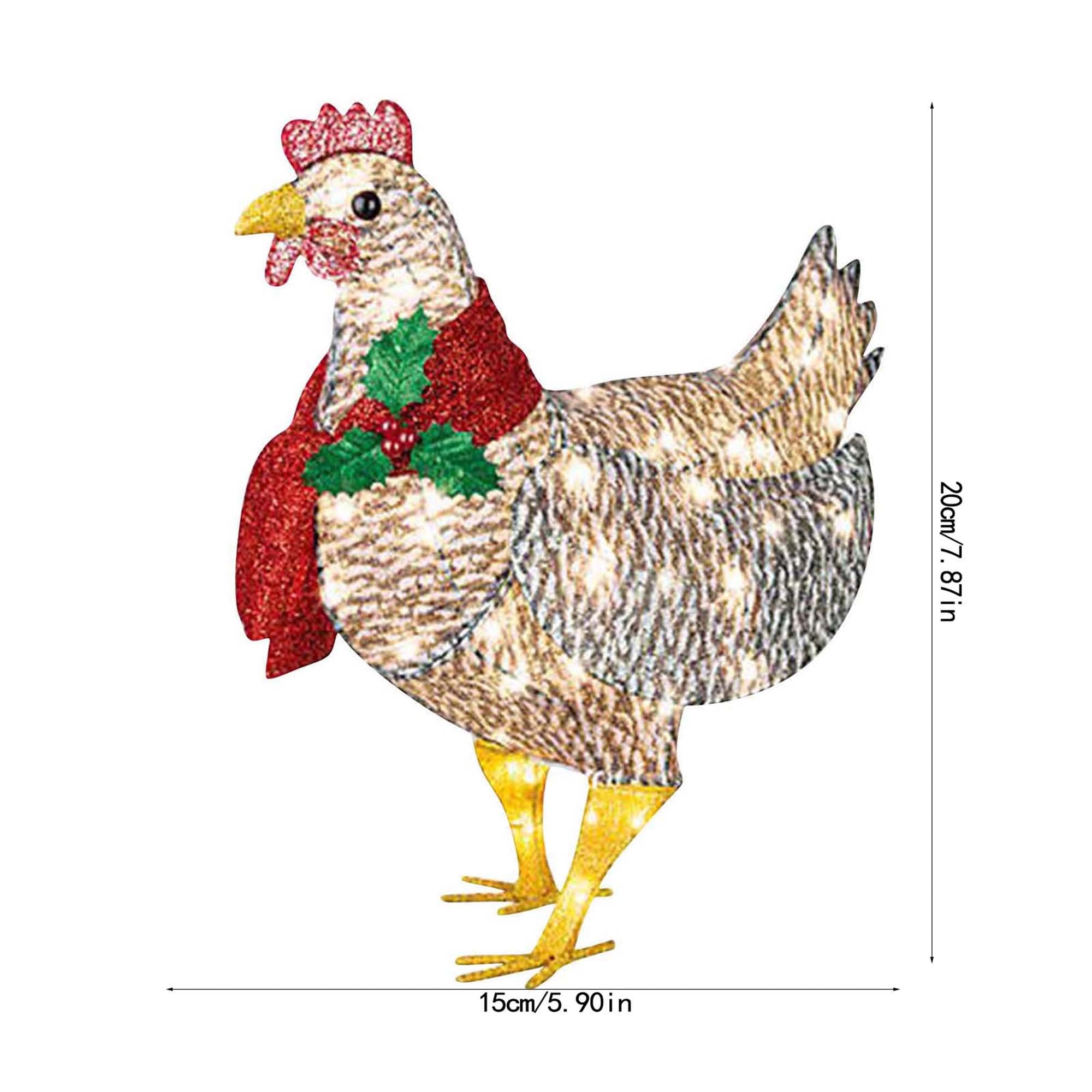 Christmas Chicken Light Funny Scarf Rooster 2022 Christmas Tree Decorations Courtyard Solar Powered Lamp Outdoor Party Ornaments