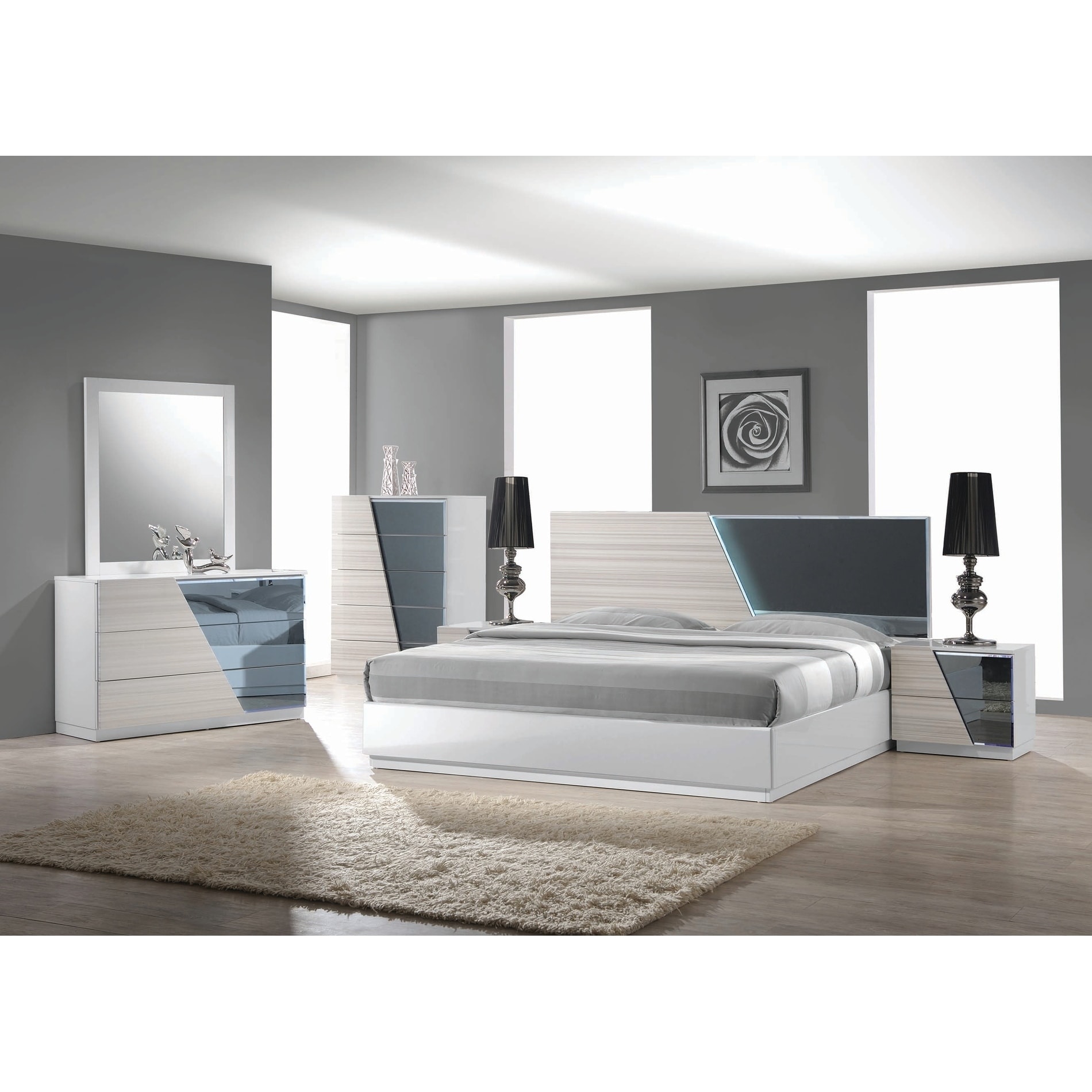 Best Master Furniture Zebra Grey 5-piece Platform Bedroom Set - - 22405384