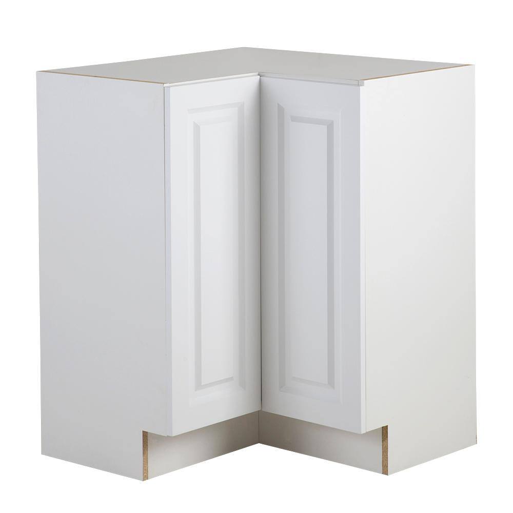 Hampton Bay Benton Assembled 27.6 in. x 27.6 in. x 34.5 in. Lazy Susan Corner Base Cabinet in White BT2835C-WH