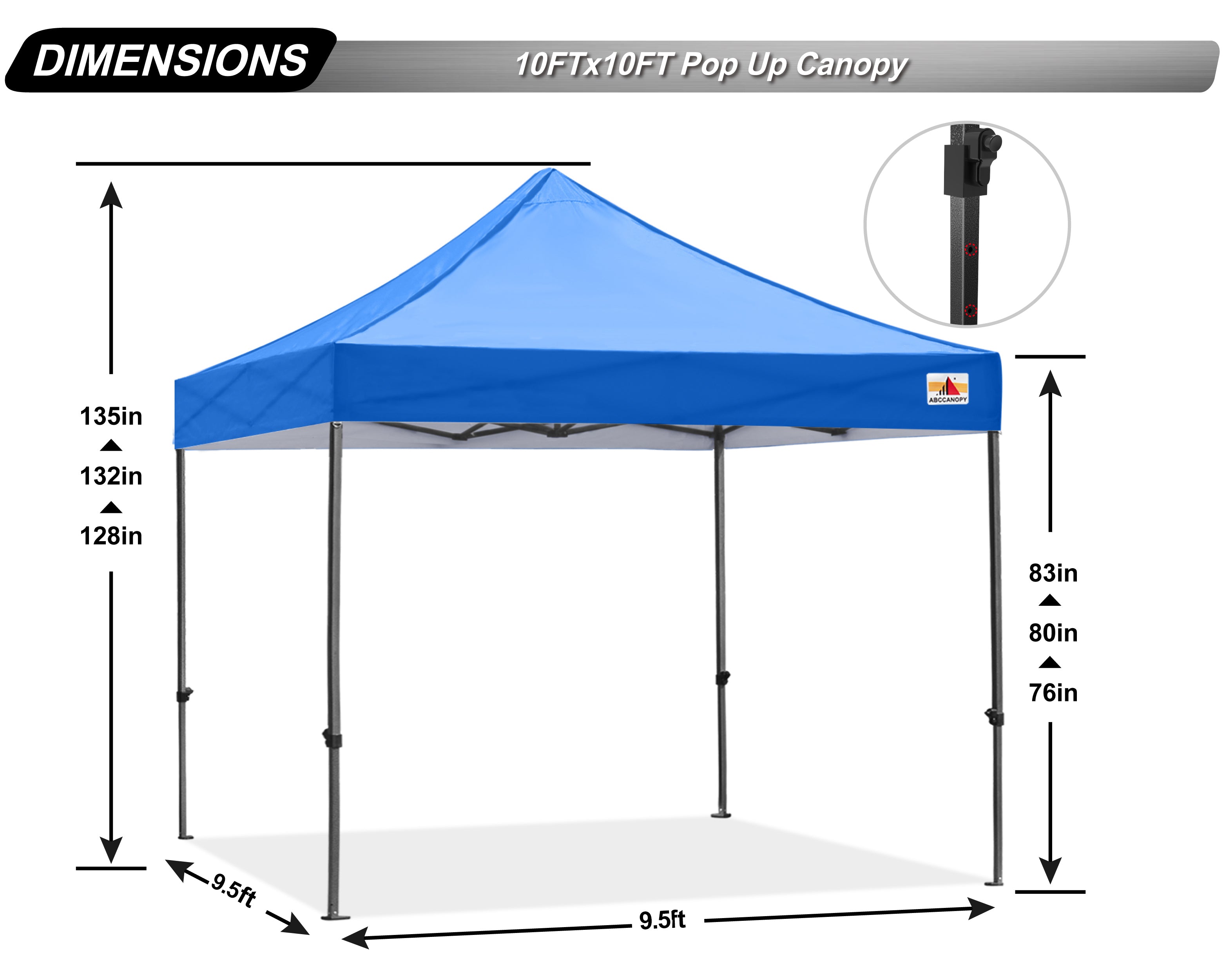 ABCCANOPY 10ft x 10ft Sturdy Instant Shelter Metal Outdoor Pop up Canopy，Blue