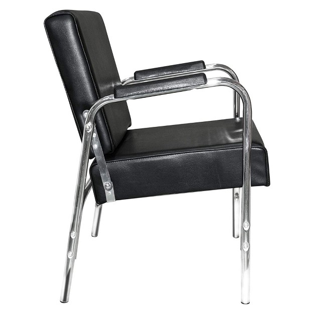 Puresana Chromium Ella Professional Auto Reclining Shampoo Chair With Washable Vinyl High Density Foam Cushions And Stainless Steel Frame Black