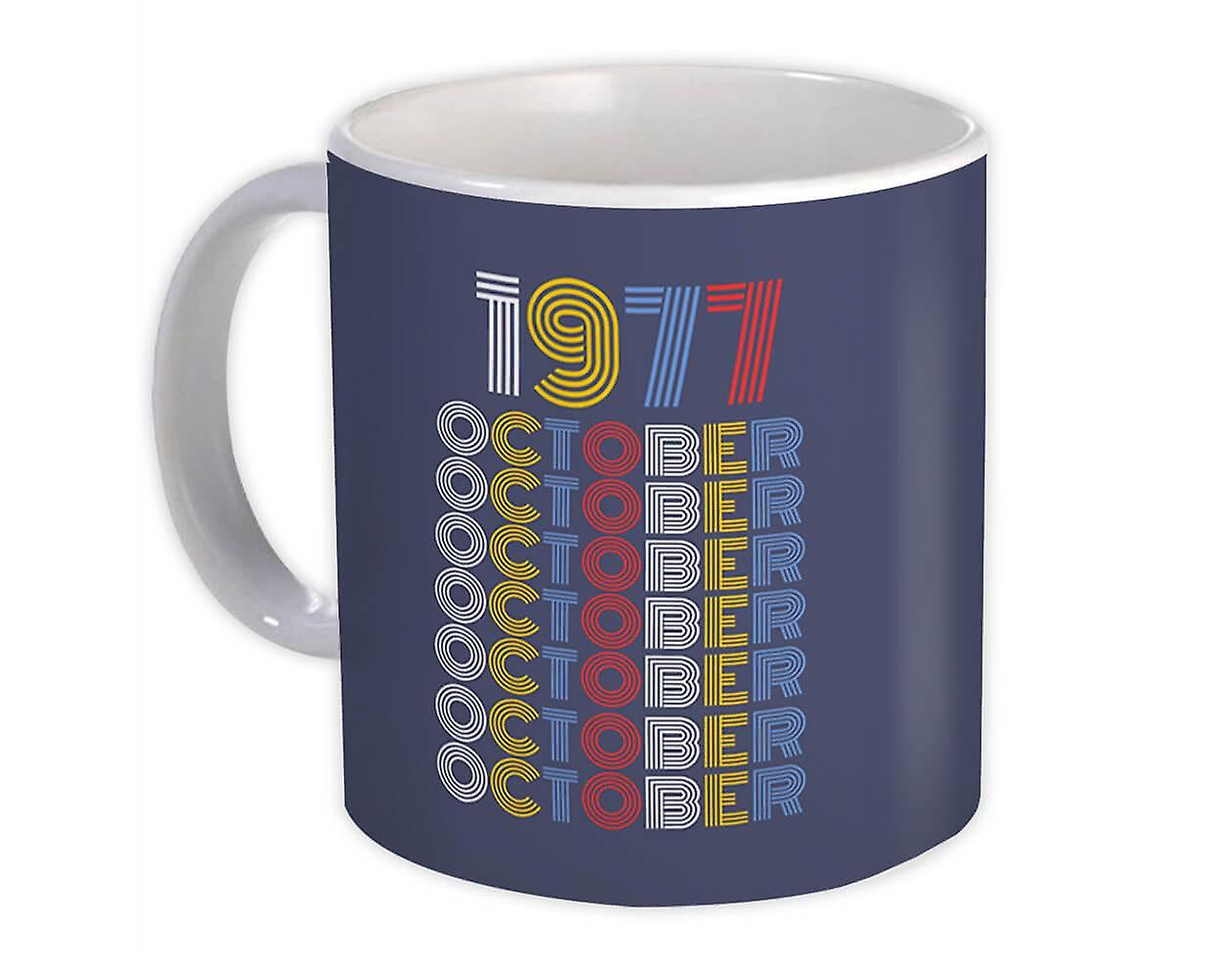 Gift Mug: 1977 October Colorful Retro Birthday Age