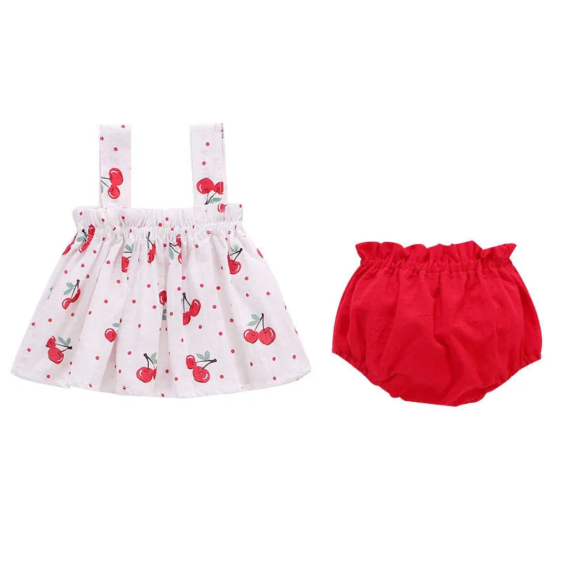 2Pcs/Set Summer Thin Newborn Baby Clothes For Girls Set Print Mini Dress And PP Shorts Infant Baby Clothing Outfit