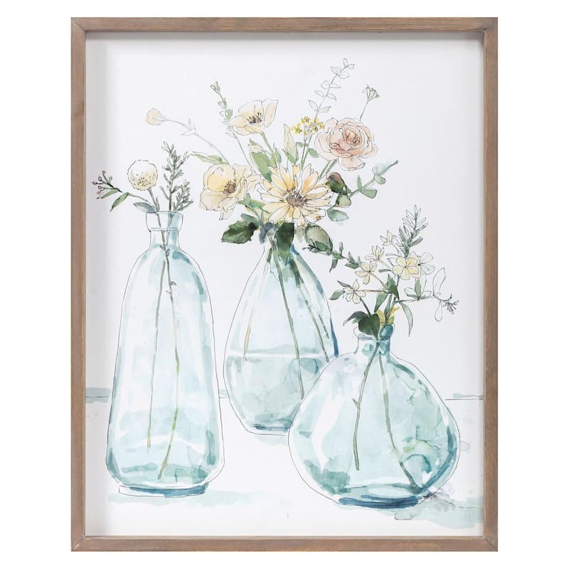  Blue Vases Framed Canvas Wall Art， 16x20