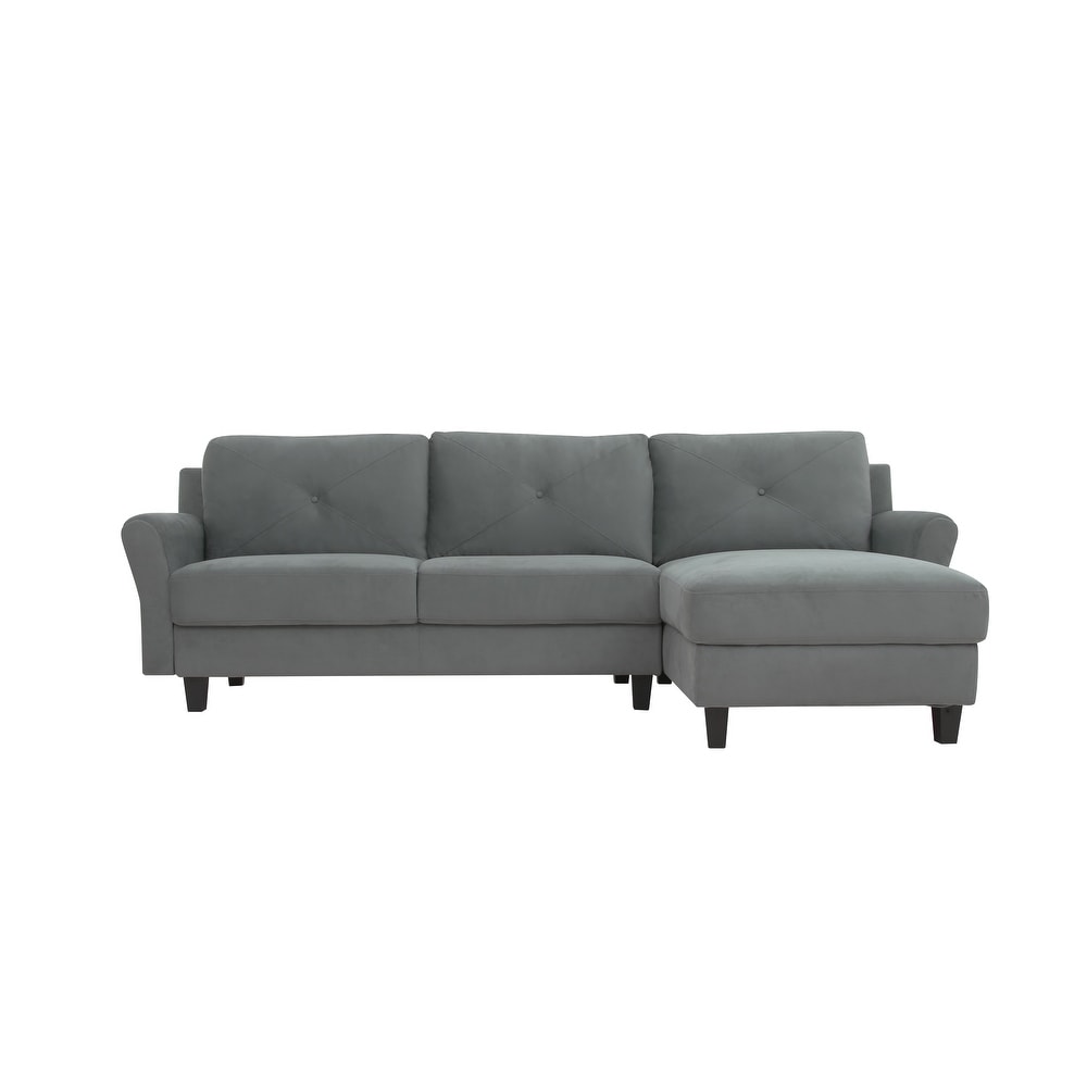 iLounge Harvard Microfiber Sectional Sofa with Rolled Arms