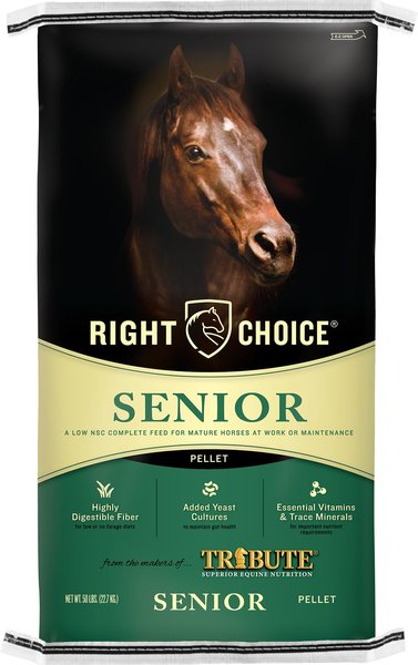 Right Choice Senior Pellet Horse Feed， 50-lb bag