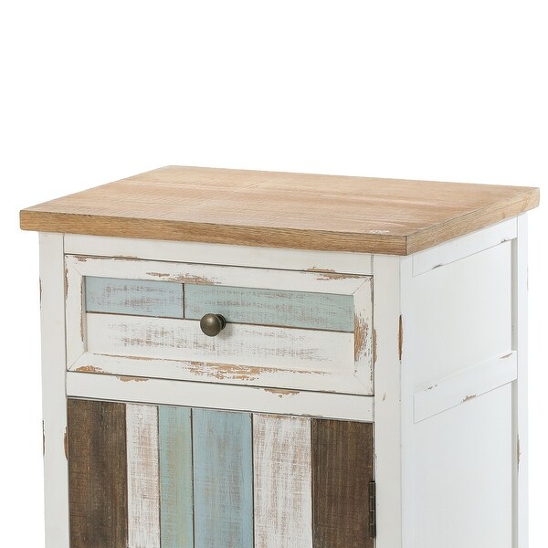 Multi-Color Wood 1-Drawer 1-Door Side Table with Storage - 28.2