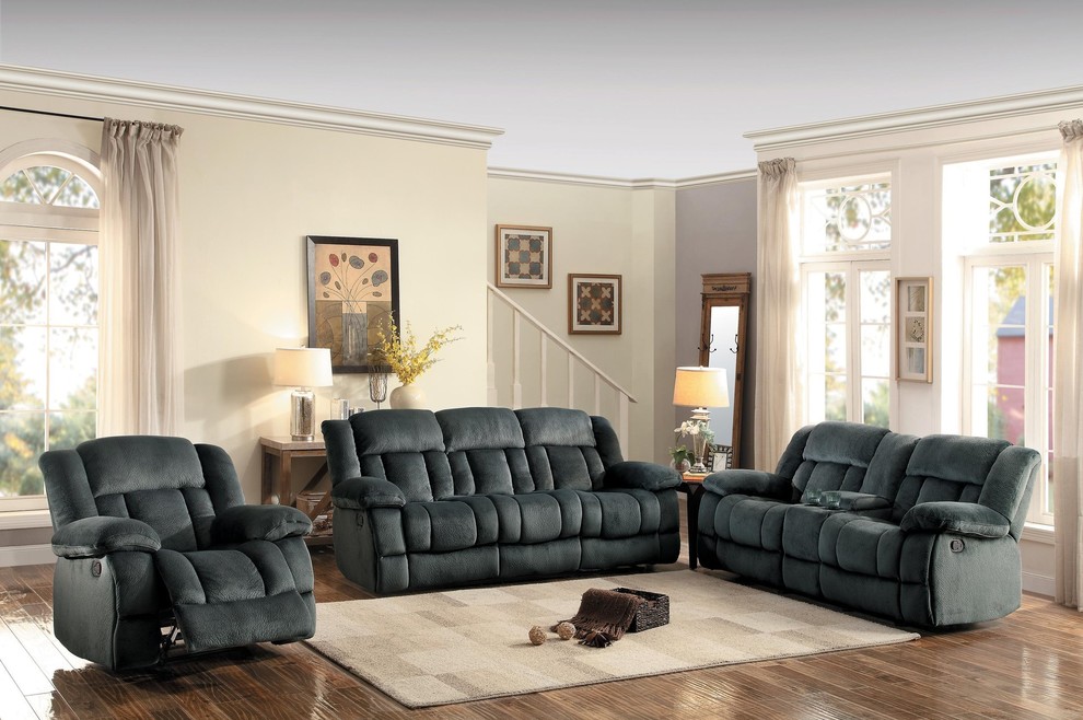 Latona Glider Recliner Chair  Charcoal Microfiber   Transitional   Recliner Chairs   by AMOC  Houzz