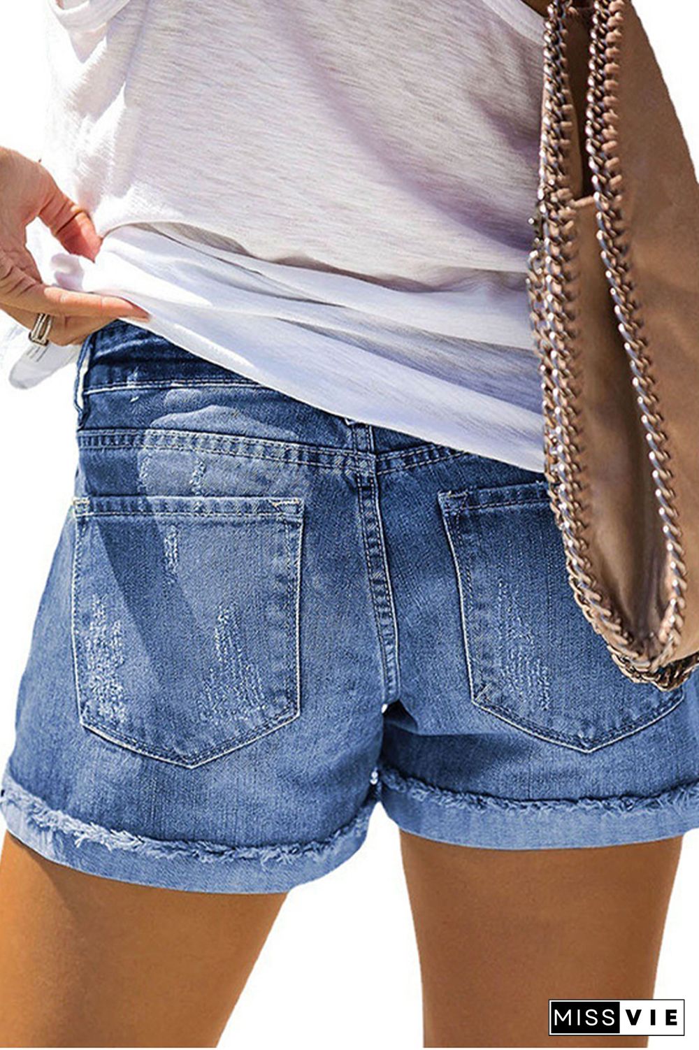 Daisy Ripped Jeans Shorts Wholesale