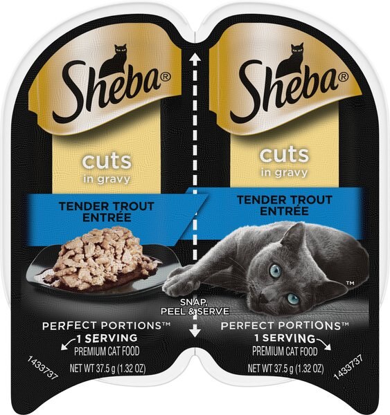 Sheba Perfect Portions Grain-Free Tender Trout Cuts in Gravy Entree Cat Food Trays