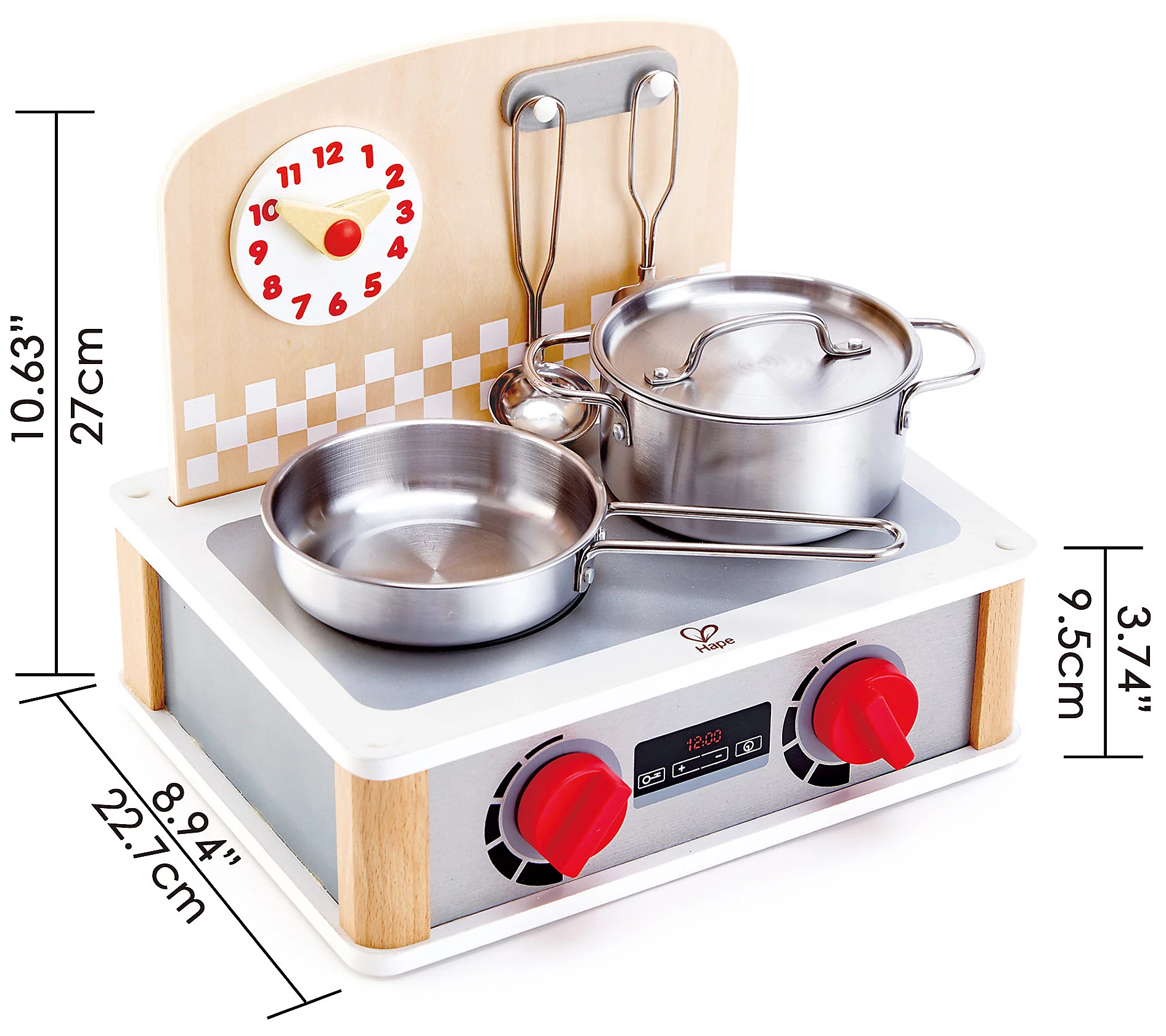 Hape 2-In-1 Wooden Toy Kitchen and Grill Set - 6Piece