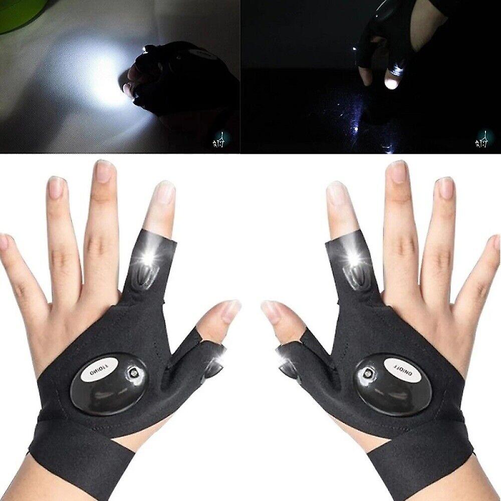 2x Finger Glove W/ Led Light Flashlight Gloves Outdoor Gear Rescue Night Fishing