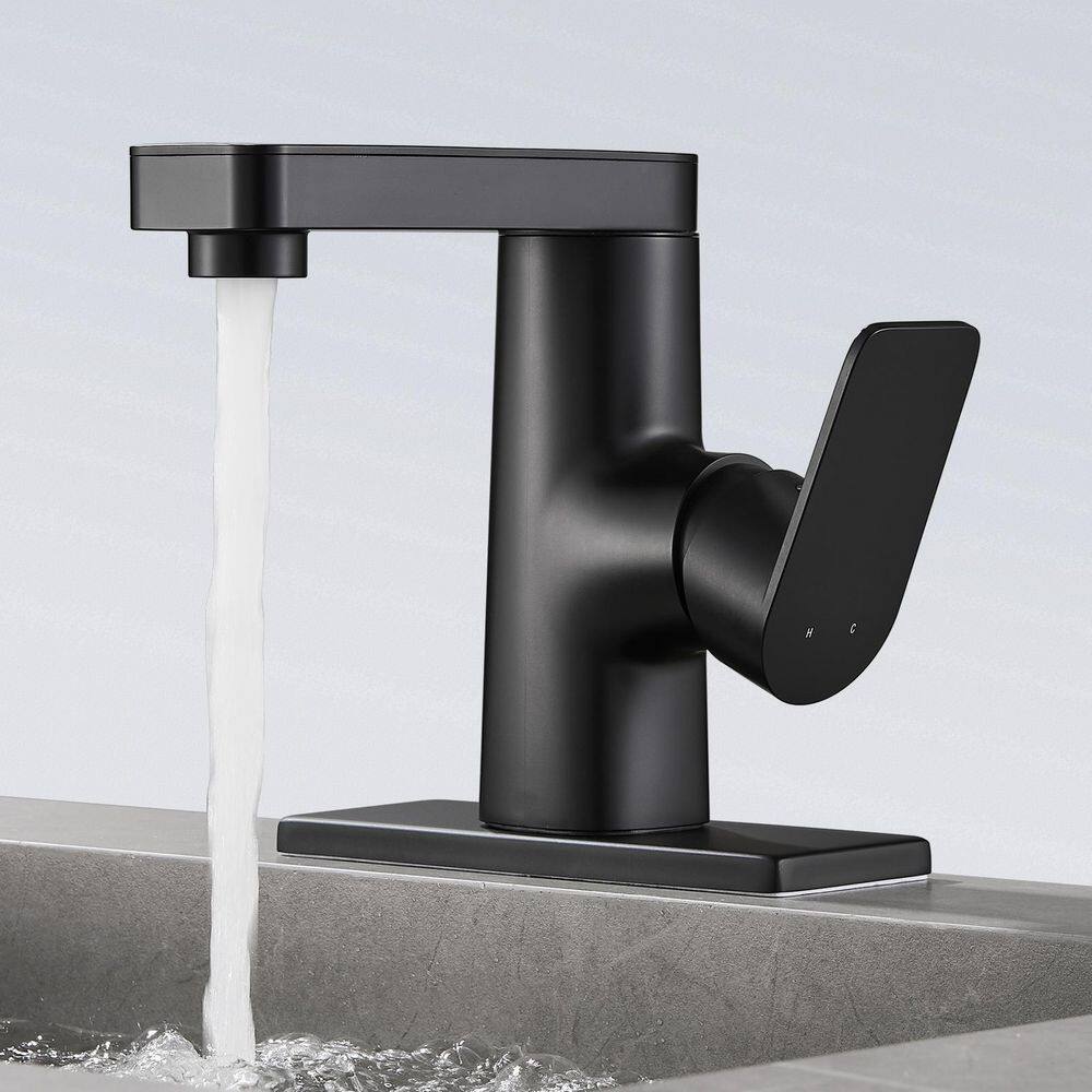 Heemli Rotatable Single Handle Single Hole Bathroom Faucet in Matte Black KBS0101B