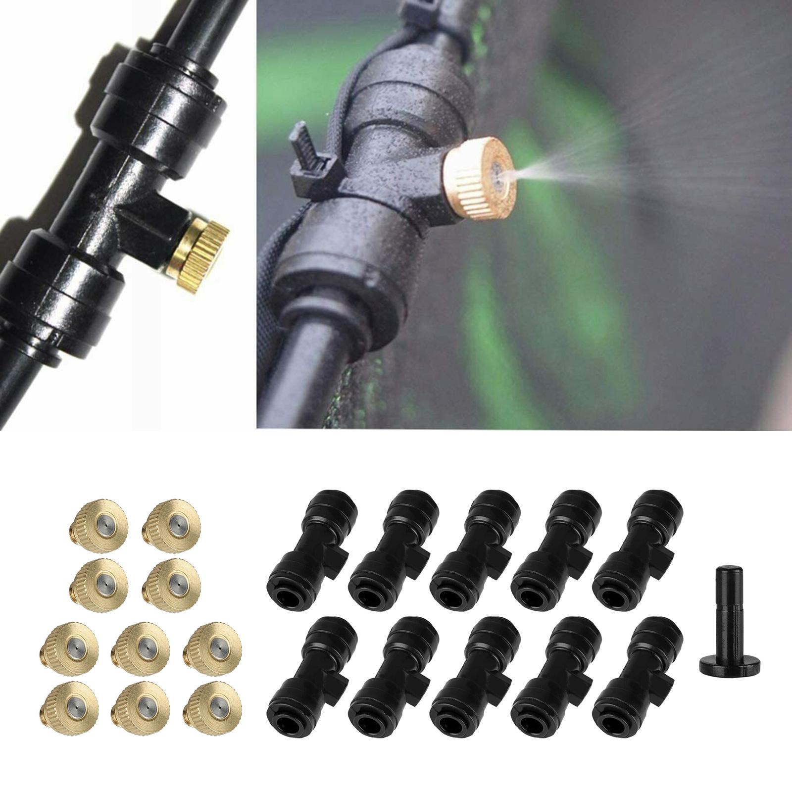 Misting Nozzles Kit Irrigation Misting Brass Nozzle Cooling Nozzles for Greenhouse Landscaping Nozzle Seat Plug