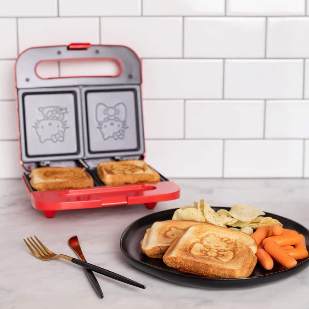 Uncanny Brands Hello Kitty Red 900W Grilled Sandwich Maker PP-KIT-HK1