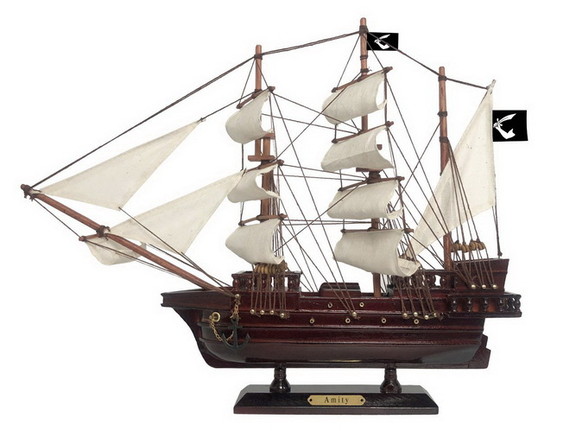 Handcrafted Model Ships Amity White Sails 20 Woode...