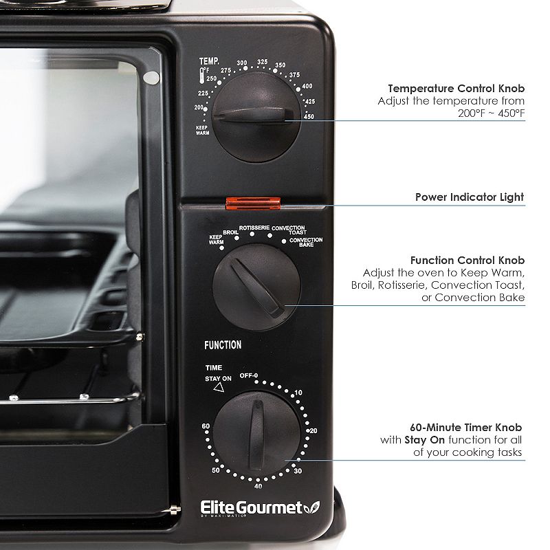 Elite Cuisine Multi-Function Countertop Toaster Oven Broiler