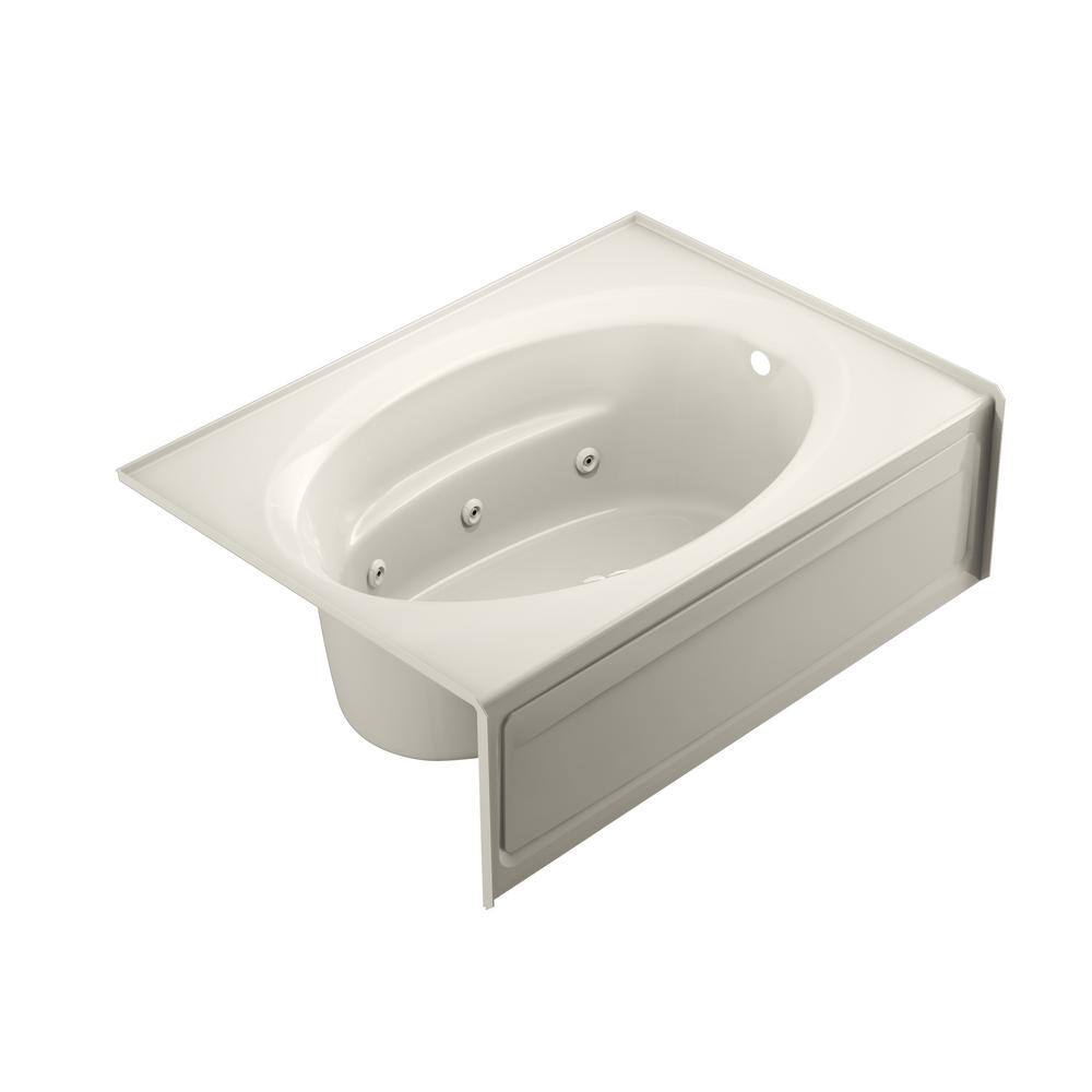 JACUZZI PROJECTA 60 in. x 42 in. Acrylic Right Drain Oval in Rectangle Alcove Whirlpool Bathtub with Heater in Oyster R4S6042WRL1HXY