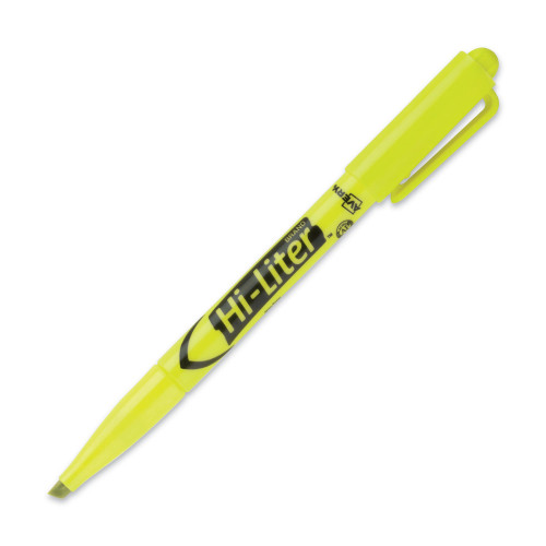 Avery HI-LITER Pen-Style Highlighters， Fluorescent Yellow Ink， Chisel Tip， Yellow/Black Barrel， Dozen (23591)