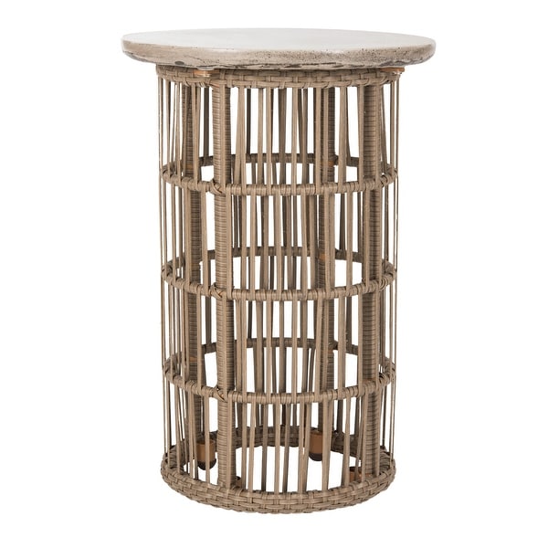 SAFAVIEH Fane Dark Grey Modern Concrete Indoor/ Outdoor Side Table - 15.8