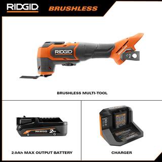 RIDGID 18V Brushless Cordless Oscillating Multi-Tool Kit with 2.0 Ah MAX Output Battery and 18V Charger R86240KN