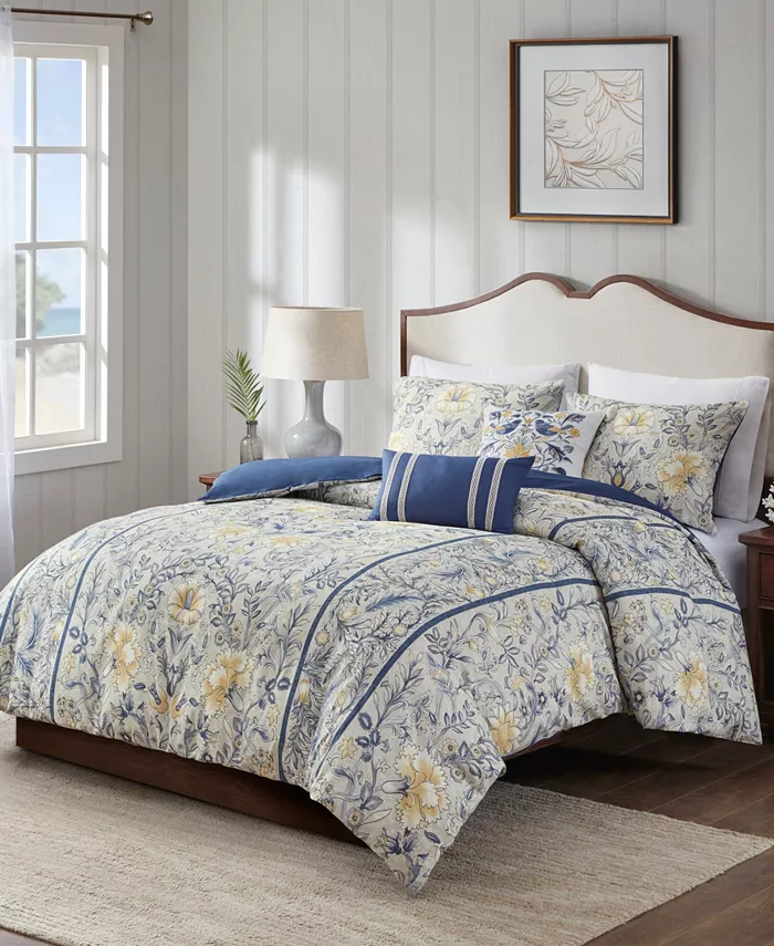 Harbor House Livia Oversized Cotton 5-Pc. Duvet Cover Set， Full Queen