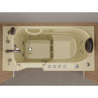 Universal Tubs Safe Premier 52.75 in. x 60 in. x 26 in. Left Drain Walk-in Air and Whirlpool Bathtub in Biscuit HD2653LBD-CP