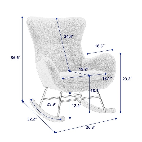 Accent Chair Rocking Chair， Teddy Padded Velvet Chair for Living Room