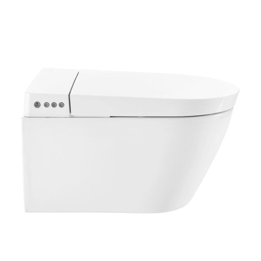 Swiss Madison Hugo Wall-Hung 1-piece 0.81.1 GPF Dual Flush Elongated Smart Toilet with Bidet Bundle in. Glossy White Seat Included SM-STK0805PS