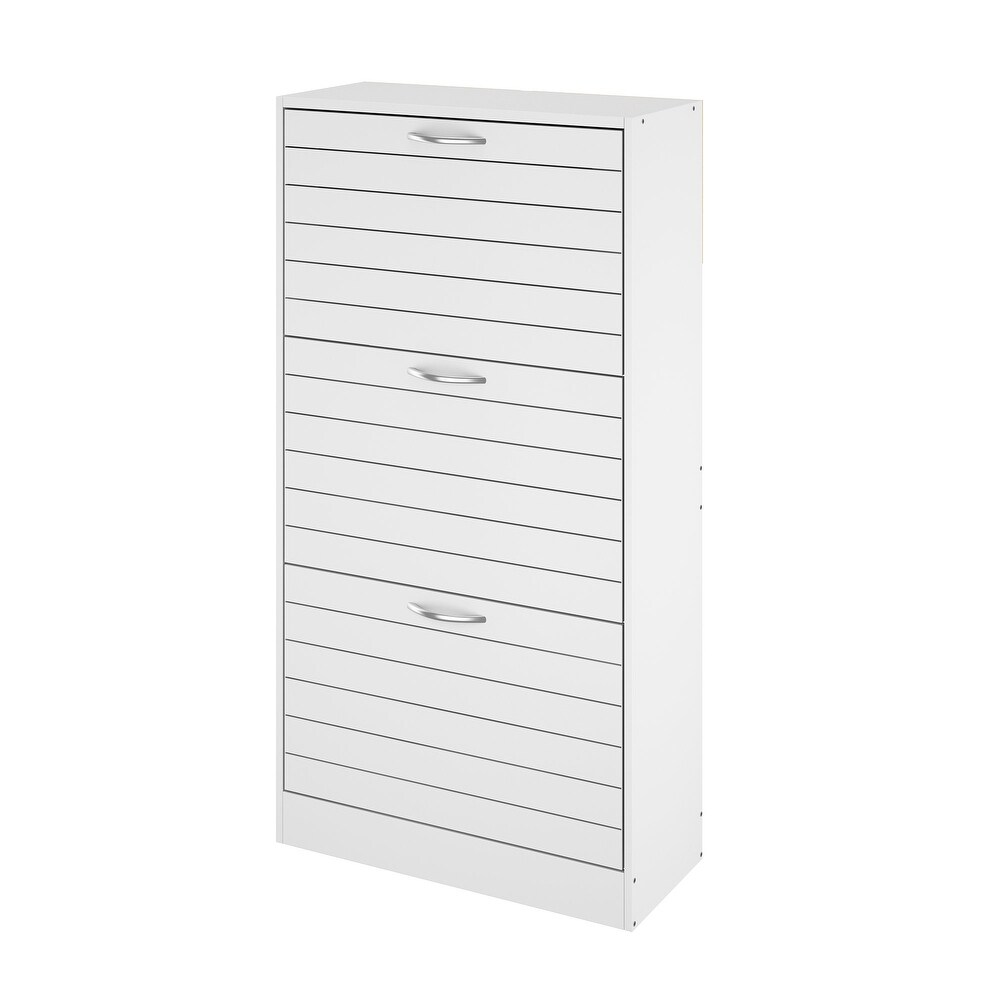 Shoe Cabinet Narrow Shoe Cabinet with 3 Flip Door Space Saving 3 Color