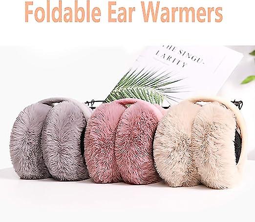 Winter Ear Muffs Faux Fur Warm Earmuffs Cute Foldable Outdoor Ear Warmers For Women Girlsbeige