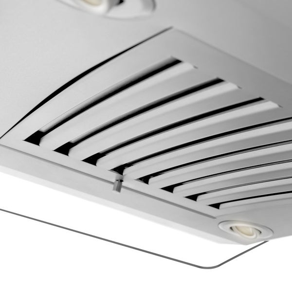 ZLINE Convertible Vent Island Mount Range Hood in Stainless Steel and Glass