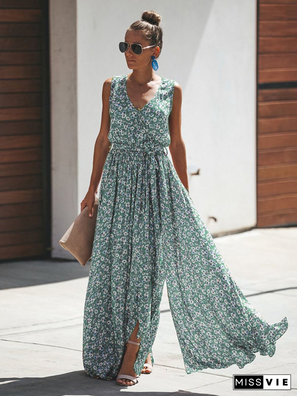 Jastie Women Summer Dress Floral Print Maxi Dresses Bohemian Hippie Beach Long Dress Women's ClothingVestidosDeVerano