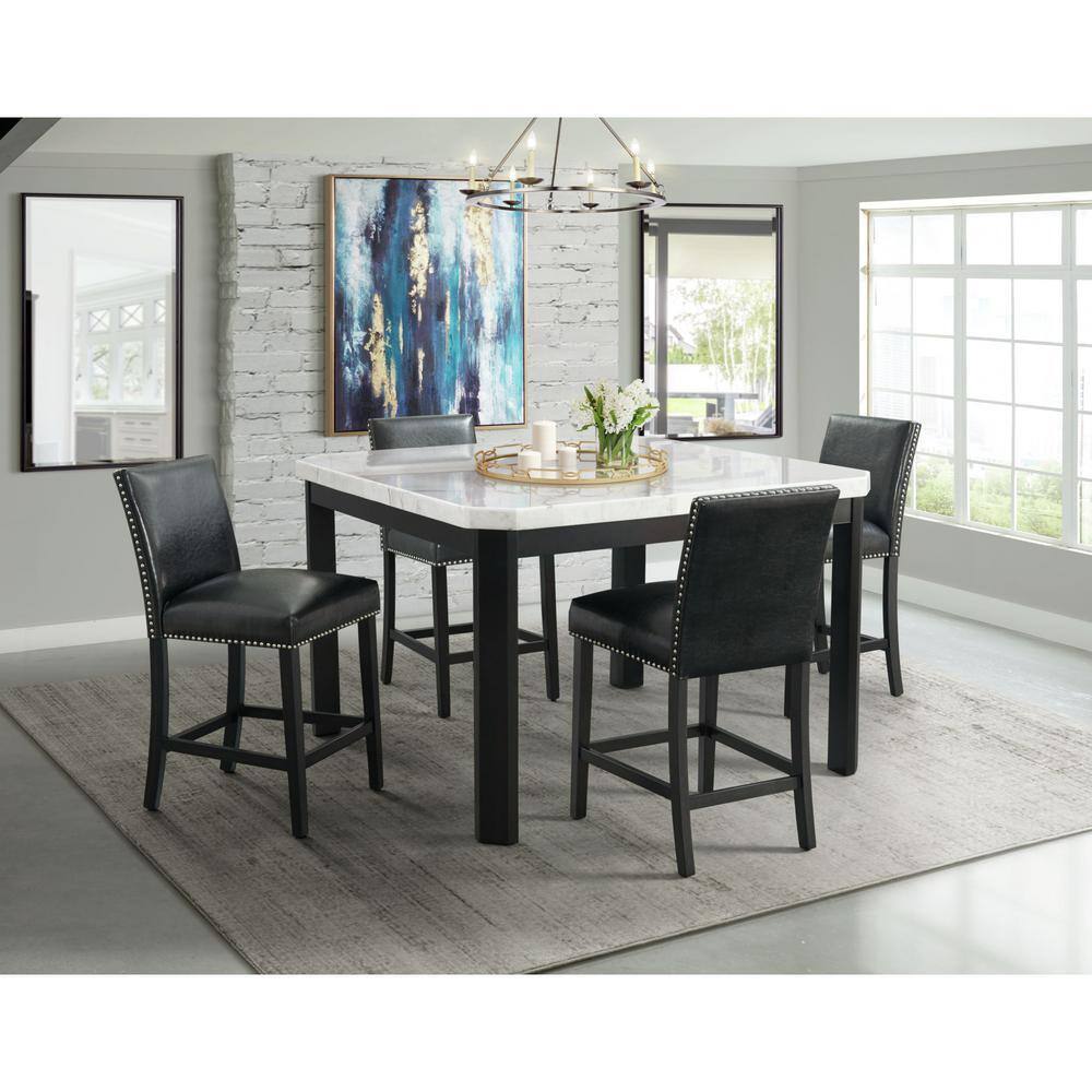 Picket House Furnishings Pia Faux Leather Counter Height Side Chair Set in Black DMI100CSC