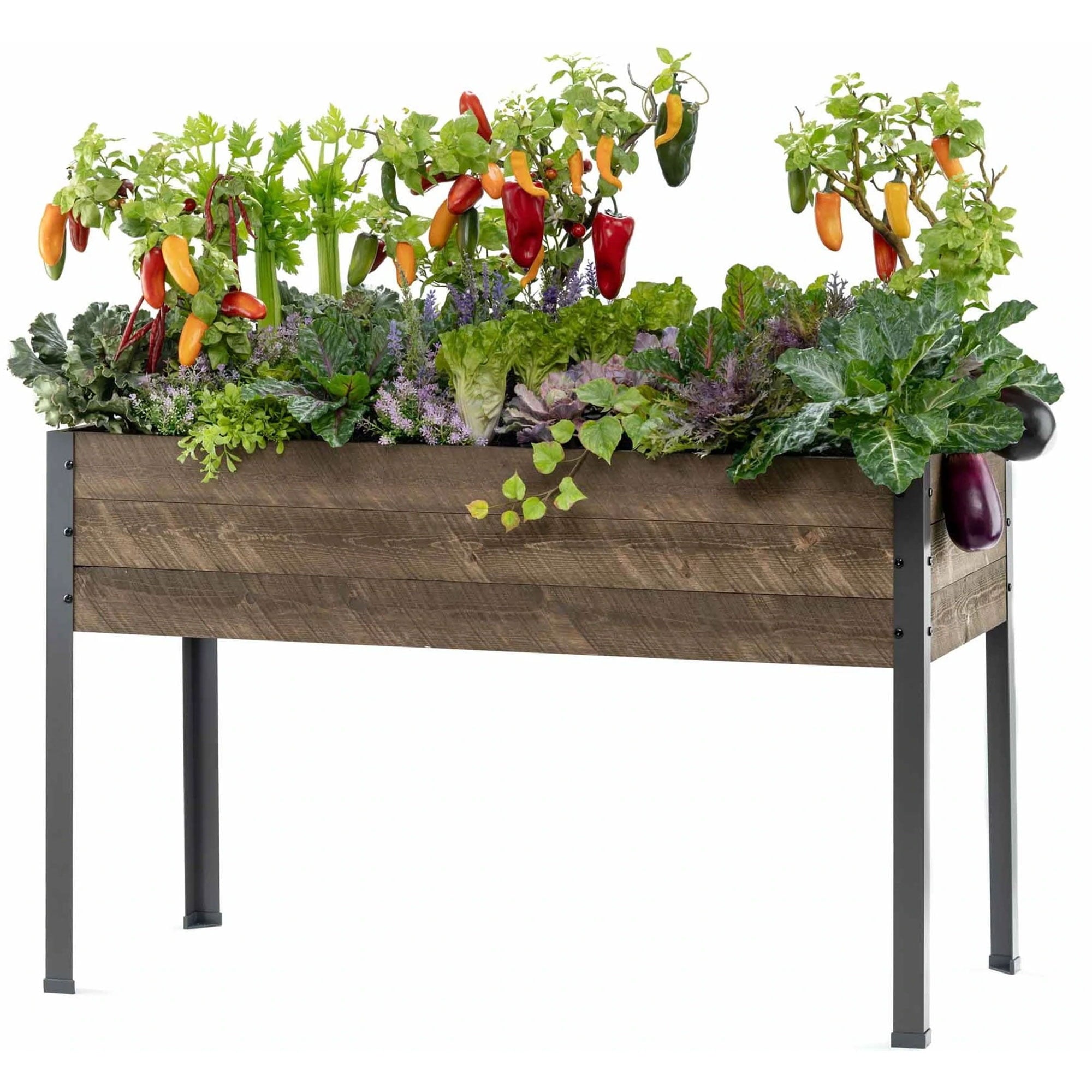 CedarCraft Elevated Spruce Deck Patio Planter 21"L x 47"W x 30"H, Brown