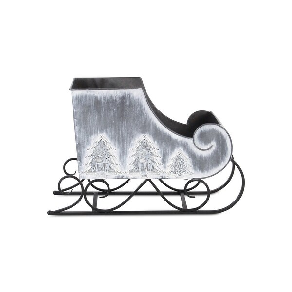 Galvanized Christmas Sleigh Tabletop Decoration Gray