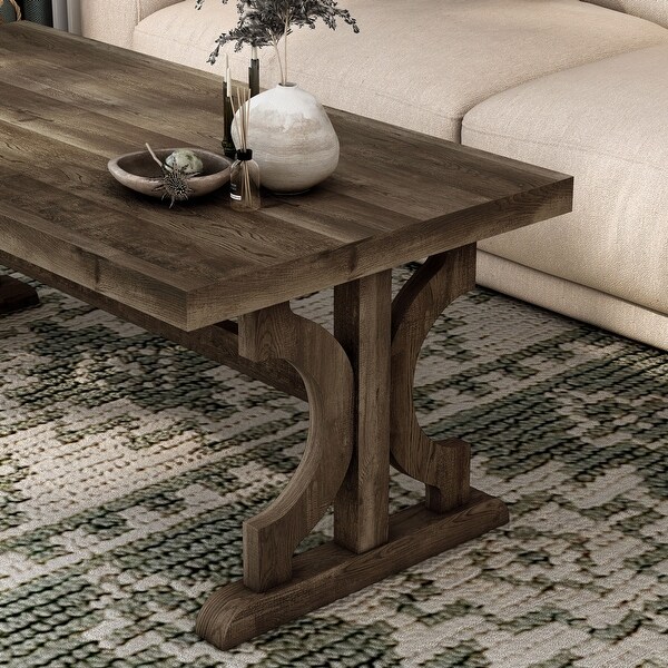 DH BASIC Reclaimed Oak 47-inch Trestle Base Coffee Table by Denhour