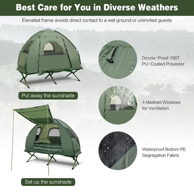 Costway 1 person Compact Portable Pop up Tent camping Cot W Air Mattress amp Sleeping Bag