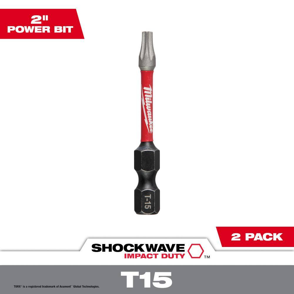 MW SHOCKWAVE Impact Duty 2 in. T15 Torx Alloy Steel Screw Driver Bit (2-Pack) 48-32-4983