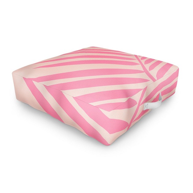 Daily Regina Designs Pink And Blush Palm Leaf Outdoor Floor Cushion Deny Designs