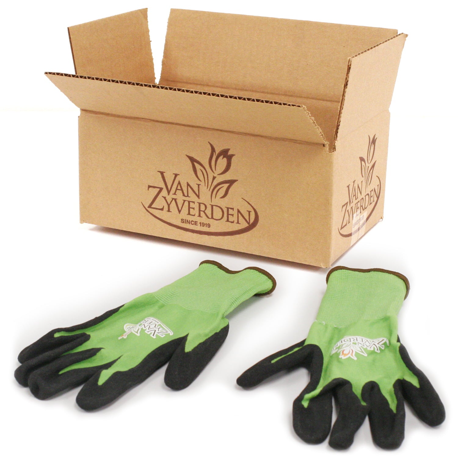 Van Zyverden Gardening Gloves VZ Logo Green and Orange 3 Pairs Multi-Color