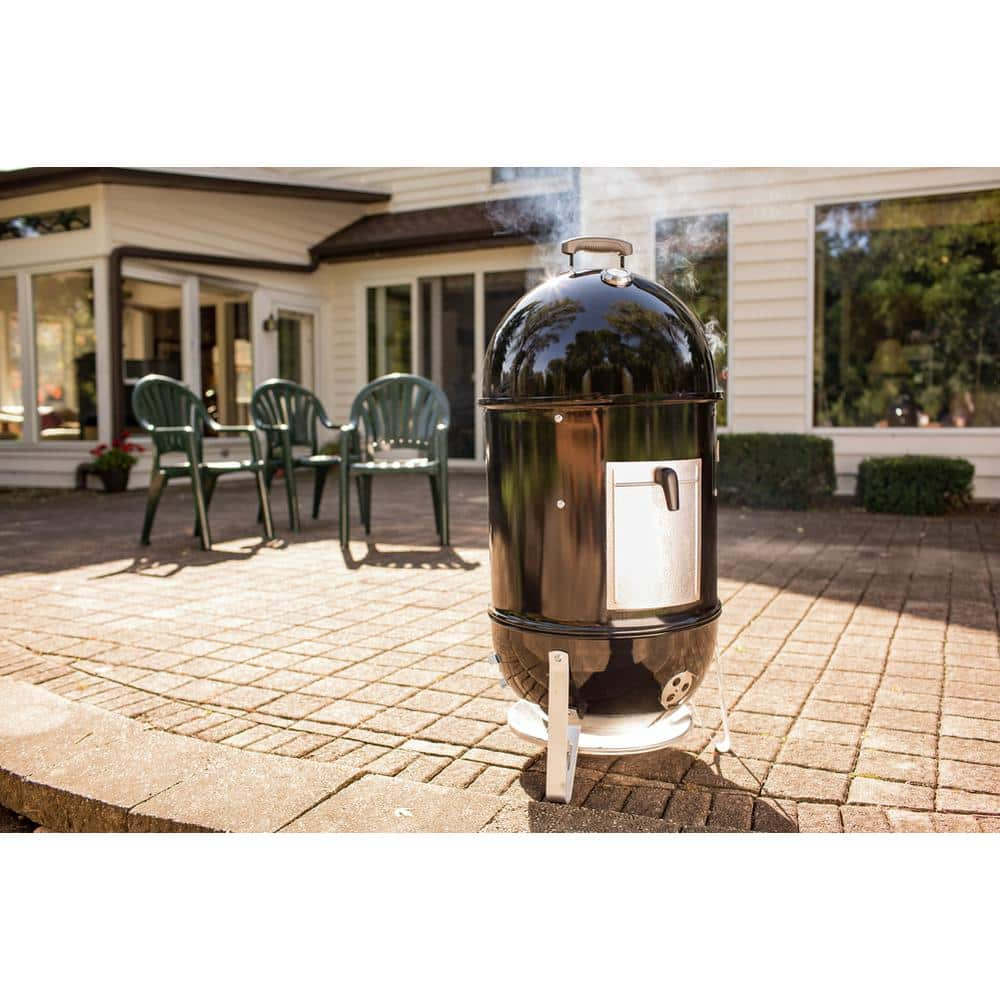 Weber 18 in. Smokey Mountain Cooker Smoker in Black with Cover and Built-In Thermometer 721001