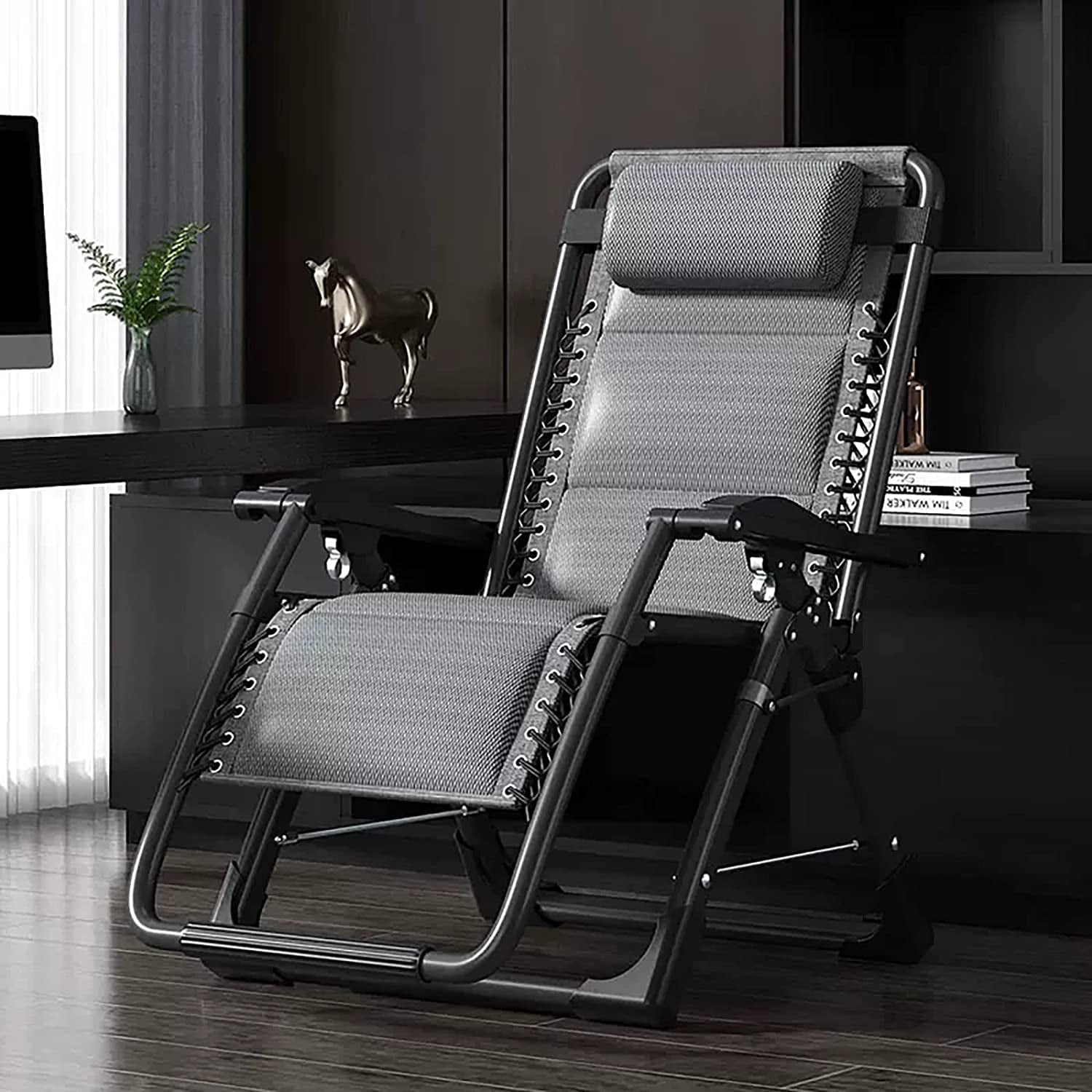 Slsy Ice Silk Zero Gravity Chair, Folding Portable Reclining Lounge Chair with Removable Headrest, Reclining Patio Lounger Chair for Indoor,Outdoor