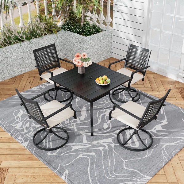 5 Pieces Patio Dining Set with Swivel Chairs