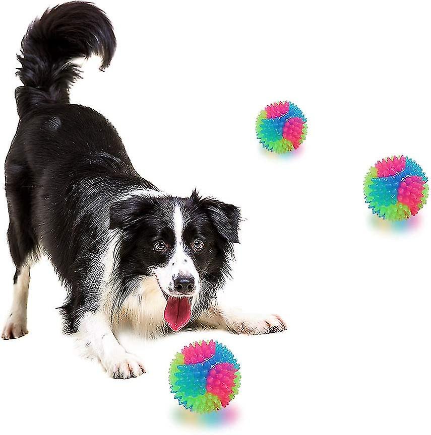 2/4 Pcs Light Up Dog Balls Flashing Elastic Ball Glow In The Dark Interactive Pet Toys For Puppy， Cats， Dogs，chromatic，.(2.16 Inch)