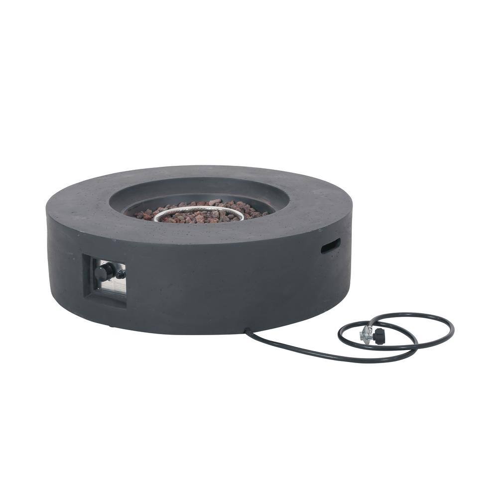 Noble House Mayfair Dark Gray Circular Stone Fire Pit (No Tank Holder) 10058